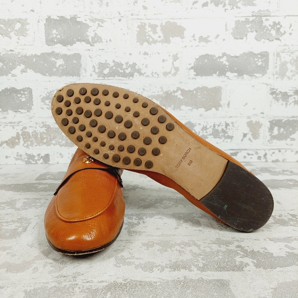 Tory Burch Classic Brown Leather Slip On Loafer B575 - Picture 8 of 10